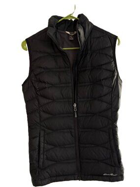 Eddie Bauer Black Slim Quilted Puffer Vest, Small Tall